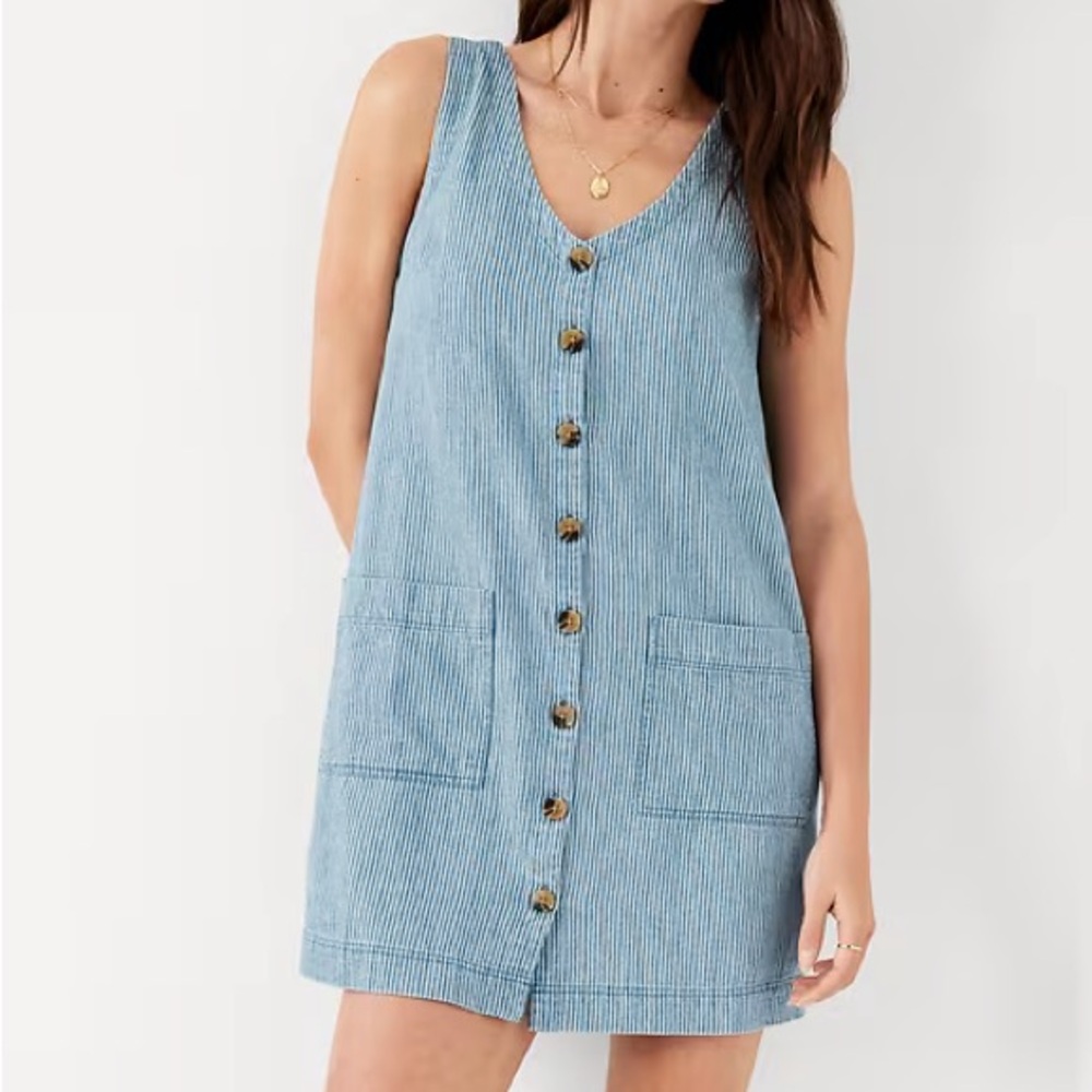 Old Navy Blue Striped Button-Down Shift Dress